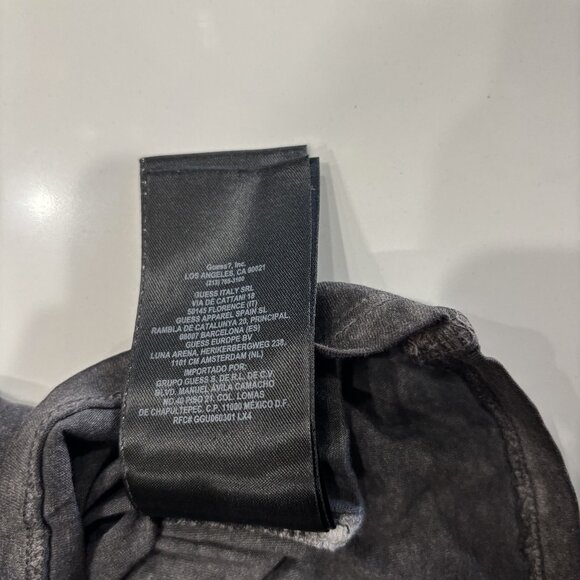 Guess Large 100% Cotton V Neck Short Sleeve Gray Grey The Washed Tee T Shirt - Picture 7 of 8